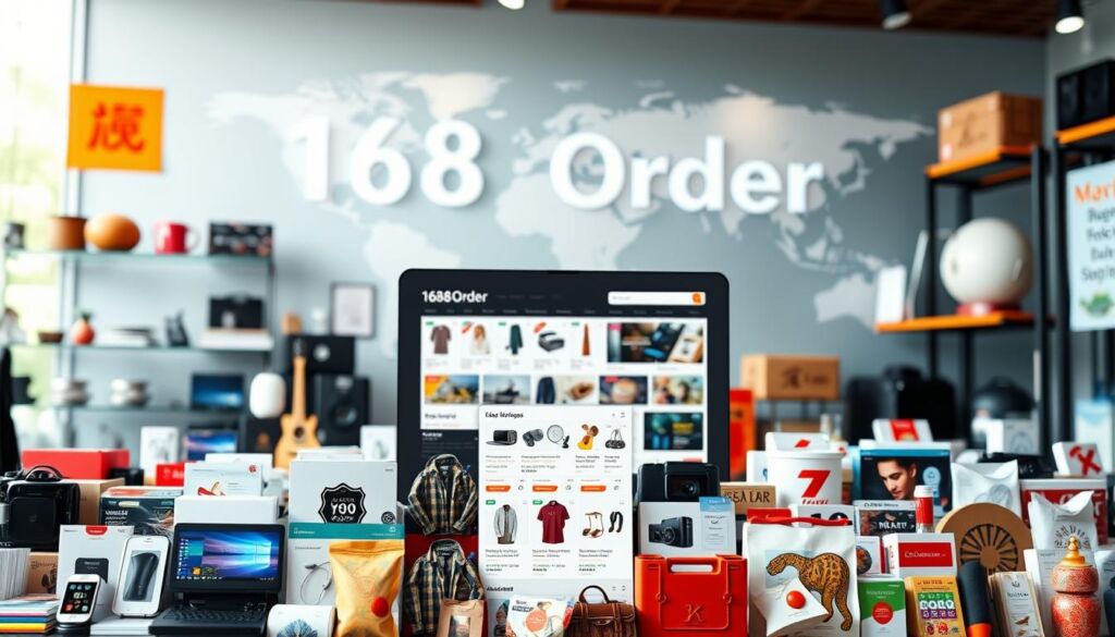 A comprehensive catalog of diverse PRC products showcased on the 1688Order e-commerce platform. The foreground displays a curated selection of high-quality merchandise, including electronics, apparel, and home goods, all with clear product images and descriptions. The middle ground features 1688Order's intuitive user interface, allowing seamless product browsing and ordering. In the background, a soft-focus representation of the platform's global reach, with subtle hints of international shipping and logistics. The overall composition conveys a sense of accessibility, quality, and the vast array of offerings available to international consumers through this PRC-based e-commerce hub.