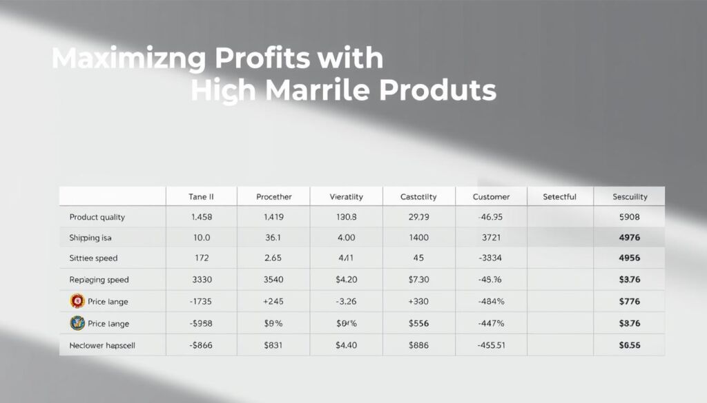 A high-contrast, data-rich infographic showcasing a comparative analysis of replica site ratings. Crisp, modern aesthetics with a clean, minimalist layout. The foreground features a grid-style table displaying key metrics like product quality, shipping speed, price range, and customer satisfaction scores for several top replica e-commerce platforms. Subtle gradient backgrounds in muted tones provide a sophisticated, professional backdrop. Carefully selected icons and graphs visually communicate the data in an intuitive, easy-to-digest manner. Balanced, dynamic lighting from an overhead studio setup casts gentle shadows, lending depth and dimension to the chart. The overall mood is one of analytical rigor and commercial authority, well-suited to illustrate the "Maximizing Profits with High-Margin Products" section.