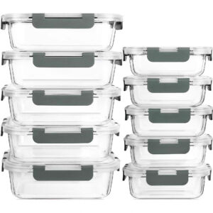 10 Pack Glass Storage Containers with Lids