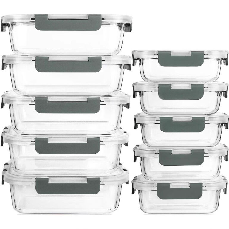 10 Pack Glass Storage Containers with Lids