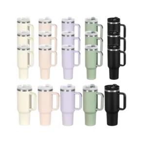 15 Pack 40 Oz Tumbler with Handle & Stainless Steel Thermos Cup