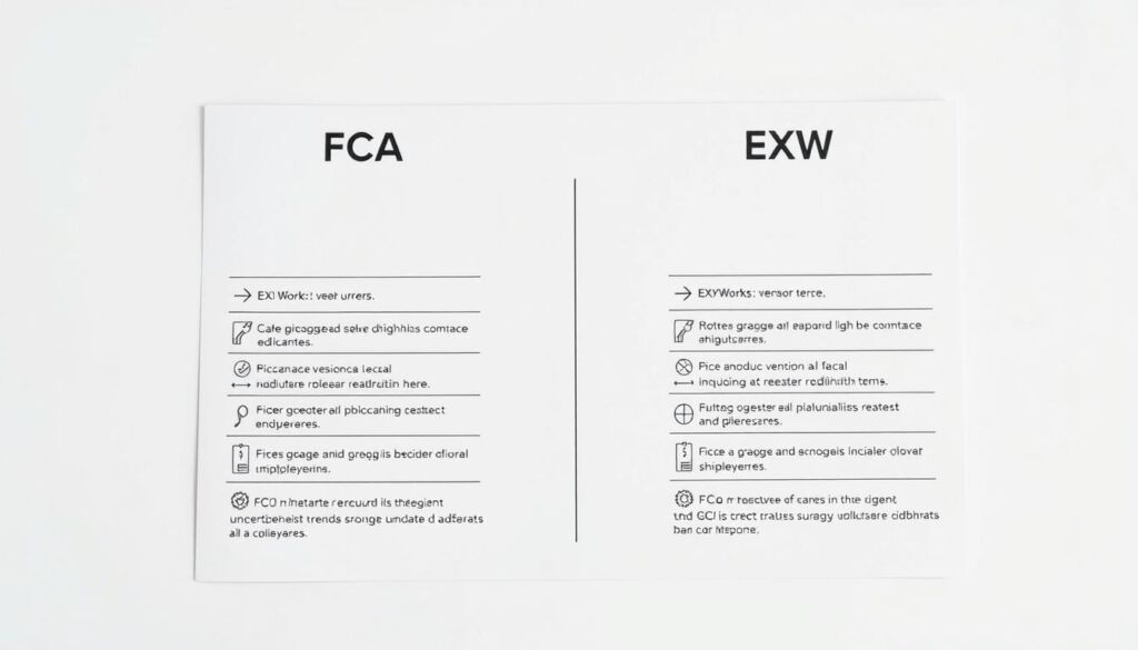 FCA vs EXW comparison chart